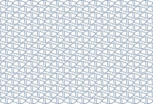 barbed wire fence, subtle light blue grey interlocking swirl chain line seamless pattern background