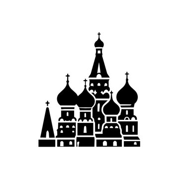 Black Saint Basil cathedral dome silhouette vector icon