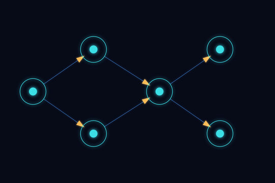 Process flow diagram connected nodes workflow business concept