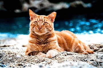 greek stray cat at the beach  © Nathalie Stockert