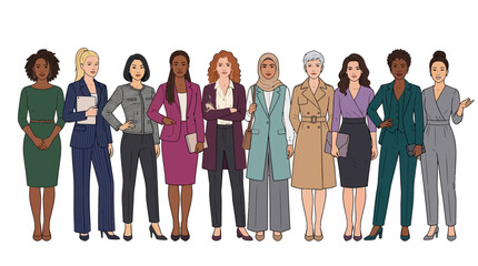 Obraz premium Diverse group of professional businesswomen, editable Vector EPS 10