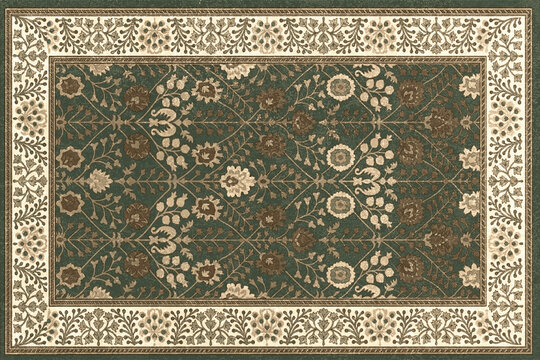 Vintage Folk style traditional printed Carpet with trending colors and texture in high resolution
