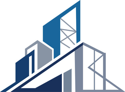 Modern Geometric Building Construction Abstract Architecture Vector Design