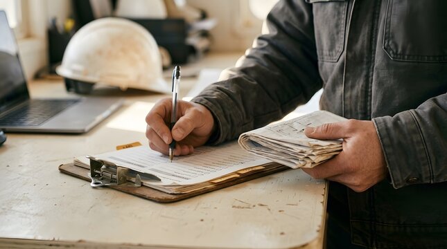 Close up of hands working with paperwork and documents professionally crafted