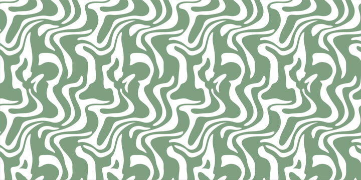 Abstract Wavy Zebra Pattern in Sage Green and White