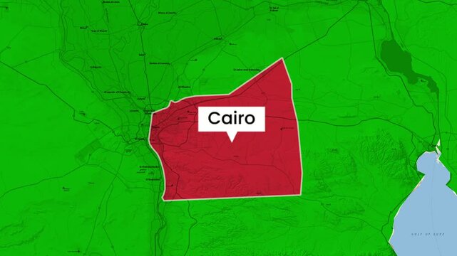 Cairo city map marker animation showing urban expansion region video footage
