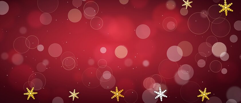 Marco de Esquina Navide&ntilde;o con Copos de Nieve Elegantes en paleta de colores Rojo y Dorado