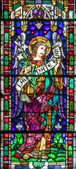 Obraz premium Pisa - The St. Archangel Gabriel from the stained glass in the church Chiesa di Santa Caterina by Königliche Bayerische Hofglasmalerei F. X. Zettler