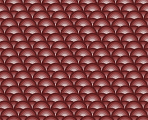 Seamless red brown geometric scale pattern with dense overlapping arch motifs © varinthon