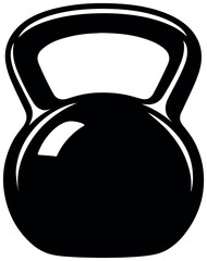 Fototapeta premium Black silhouette of a kettlebell against a white background