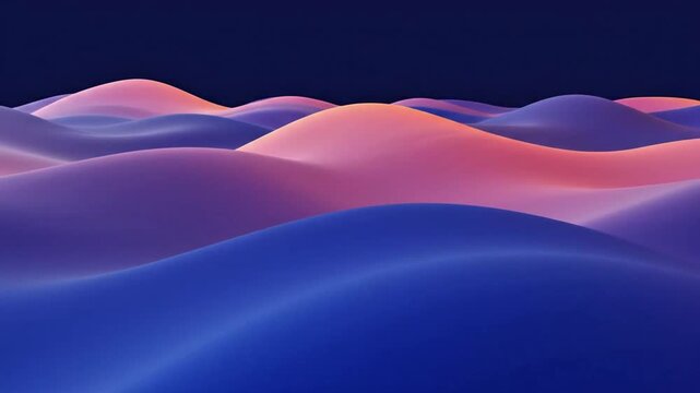 Abstract 3D Fluid Wave Background with Vibrant Blue and Purple Gradient Curves for Modern Design