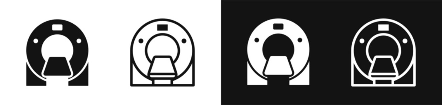CT scan MRI medical scanner icon set for diagnostic radiology