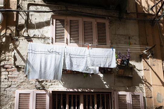 clothes drying in the sun