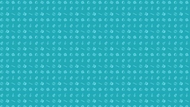 Dark Teal Baseball Themed Pattern 4K 60FPS seamless Looping Video Background