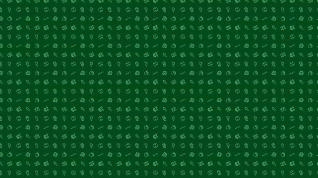 Dark Green Baseball Themed Pattern 4K 60FPS seamless Looping Video Background
