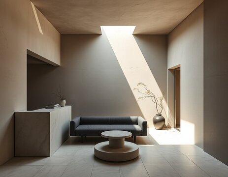 Minimalist Law Office Reception With Textured Walls