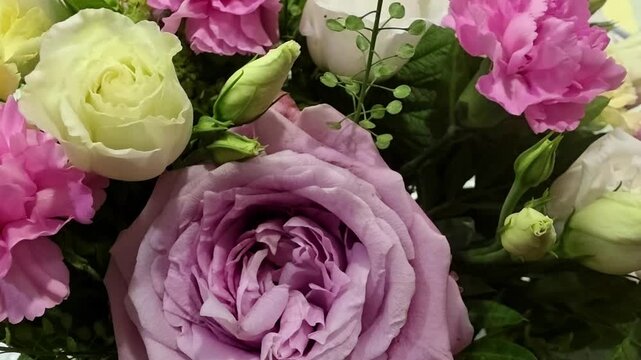 Flowers in a bouquet with various colors and shapes on display