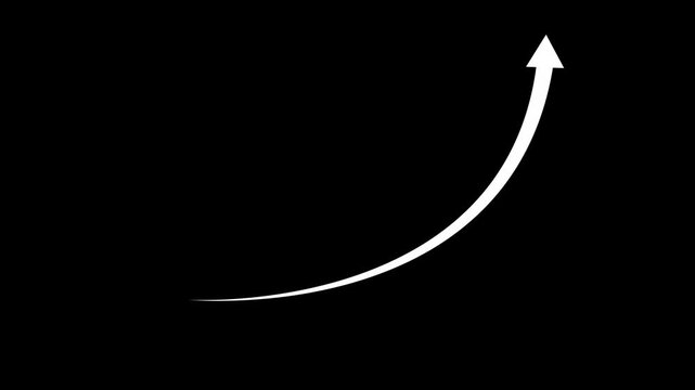 Business growth arrow and graph chart animation. Up arrow animation on black background.