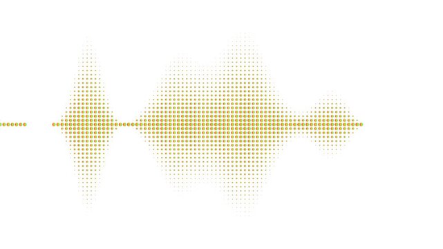 Golden Yellow Audio Waveform Soundwave Equalizer Visualization Isolated on White Background