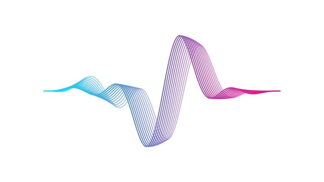 Blue Ribbon Style Soundwave Audio Frequency Waveform Visualization Isolated on White Background