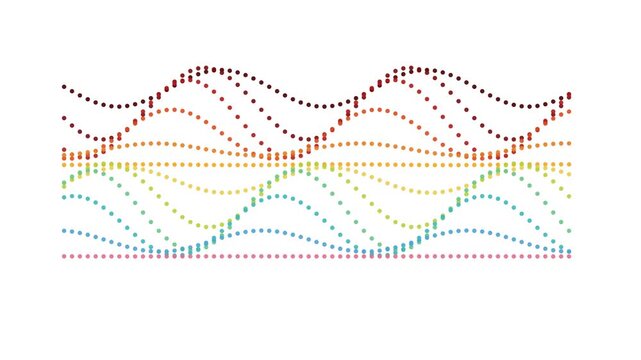 Multi Line Sine Wave Audio Frequency Soundwave Visualization Stacked on White Background