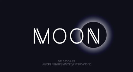 Fototapeta premium Moon, Abstract technology futuristic alphabet font. digital space typography vector illustration design 