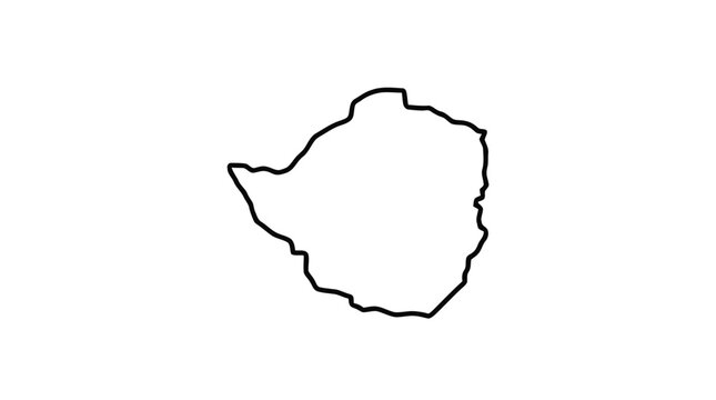 Zimbabwe map outline displays the geographical borders of the African nation on a white background.