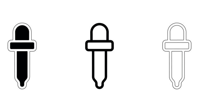 Laboratory dropper icon set with liquid measurement tool for medical and science studies.