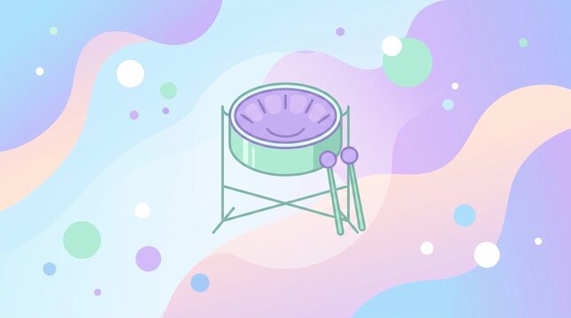 Hand drum on a stand with colorful background