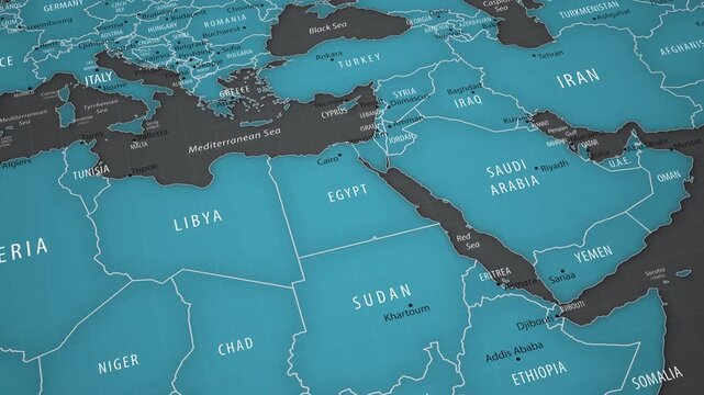 Egypt on the political map of Africa with smooth camera movement