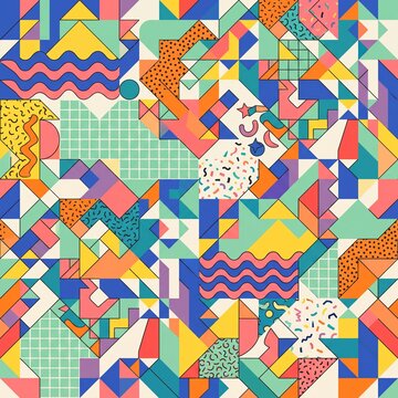 Memphis style geometric abstract pattern design
