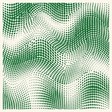 Green halftone wave dot pattern background