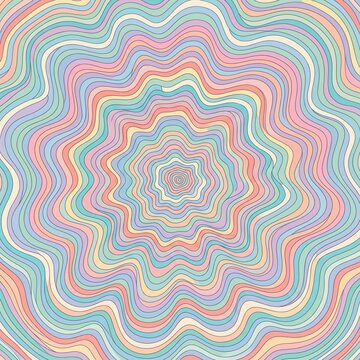 Pastel psychedelic wavy lines optical illusion background