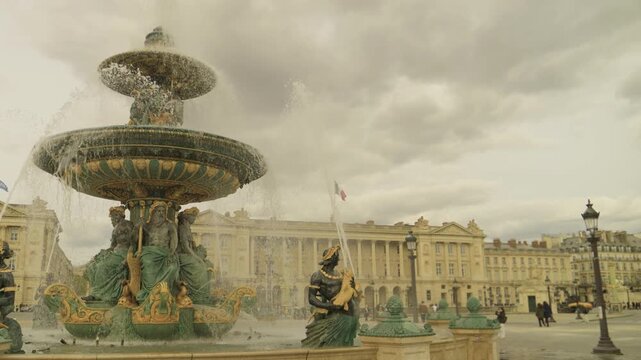 Fontaines de la Concorde with Historic Architecture at Place de la Concorde in Paris, France