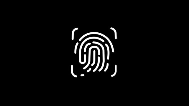 Fingerprint Scanner Icon Animation Drawing Effect 4K Transparent Background