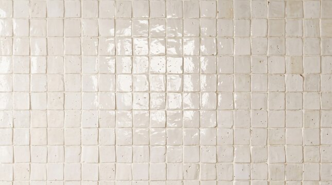 Handmade Ivory Zellige Tile Texture and Seamless Background