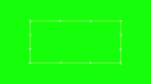 White rectangular frame with nodes on a green screen background