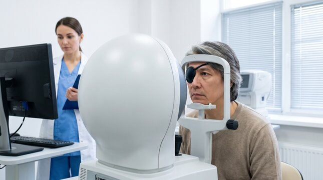 Patient Undergoing Visual Field Test for Tunnel Vision