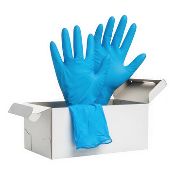 Blue disposable gloves in a box