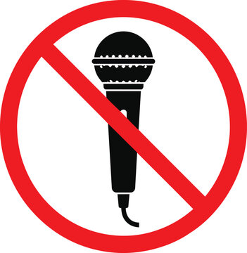 No microphone prohibited sign icon