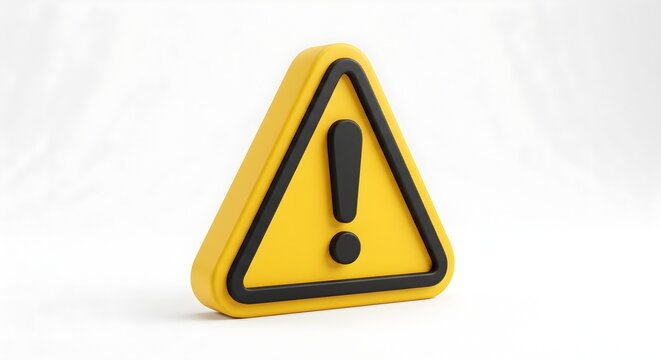 Modern Yellow and Black 3D Exclamation Caution Sign for Risk and Safety Alerts