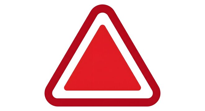 Minimalist Clean Red Outline Triangular Warning Frame on White Background
