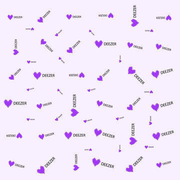 Deezer music streaming app logo set featuring pixelated heart icons on light background. Editorial use only.