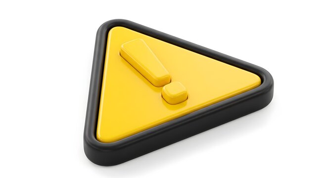 Minimalist Yellow Triangular Caution Block with Beveled Black Edge