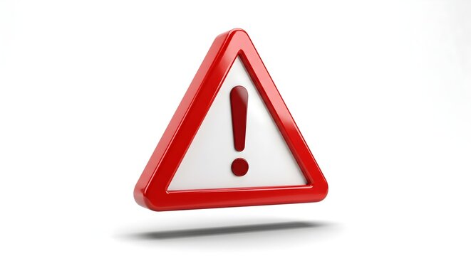 Clean Red Outline Triangular Warning Frame on Crisp White Background