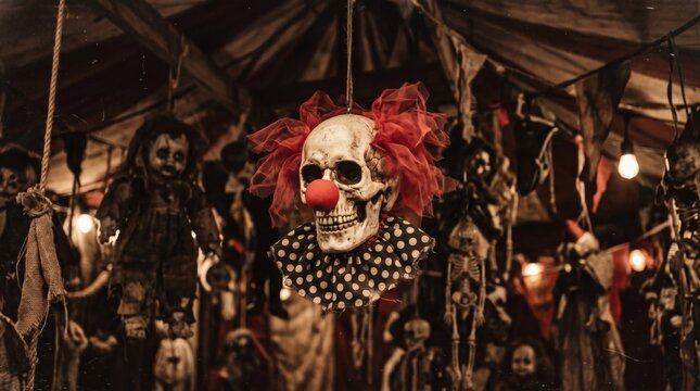 Creepy Halloween Decorations Displayed at a Spooky Carnival.
