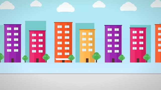 Colorful modern apartment buildings vector city skyline