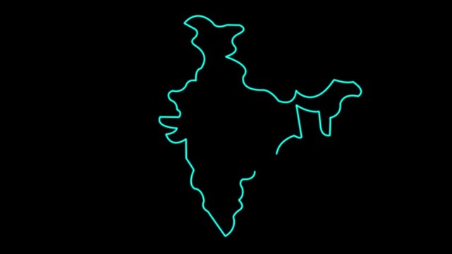 Tel avis israel county map outline animation on black bckground.