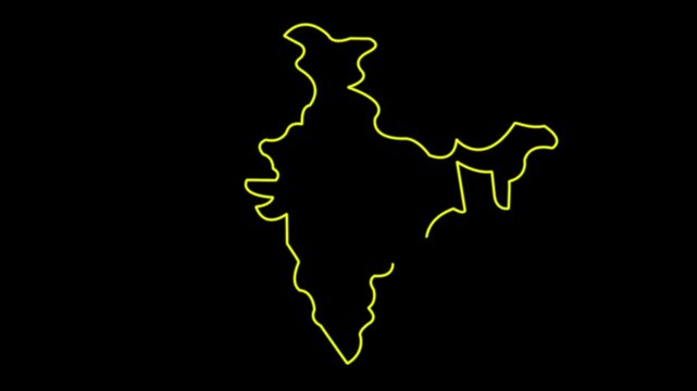 Tel avis israel county map outline animation on black bckground.