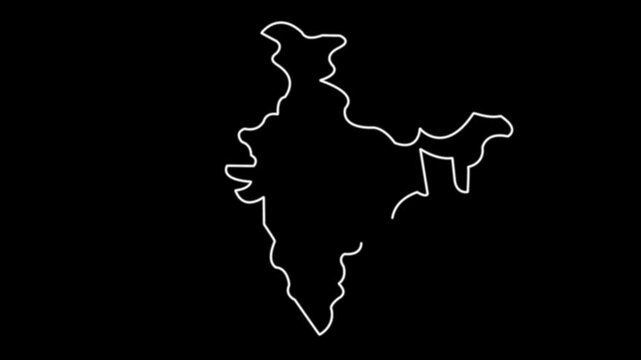 Tel avis israel county map outline animation on black bckground.